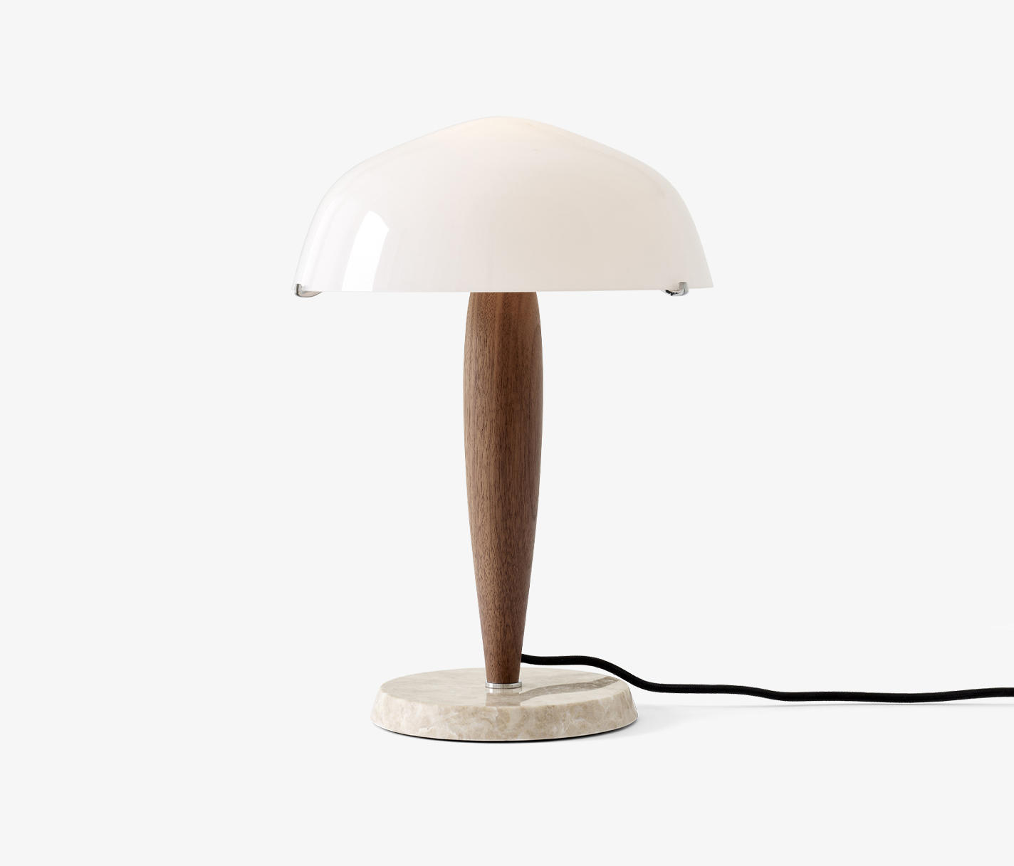 HERMAN Table Lamp - Glass w. Walnut & Cream Marble